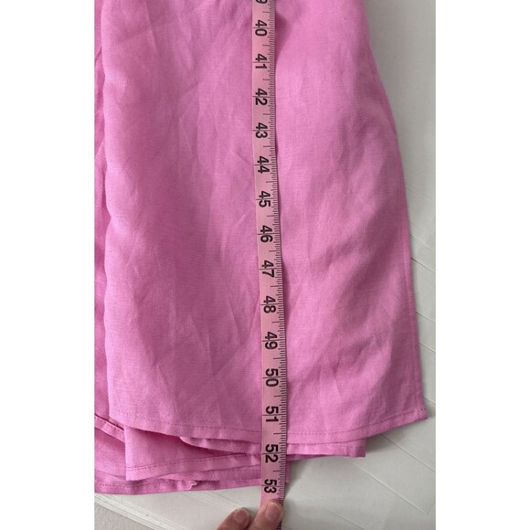 Loft Dress Pink Long Sleeve Belted Shirt Dress Linen Blend Women's Size 0 Petite - Picture 13 of 16